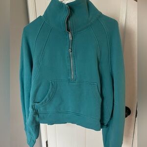 Lululemon Electric Turquoise Scuba Oversized Half-Zip Hoodie
